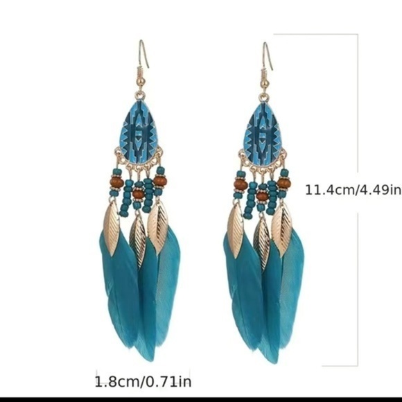 Blue feather earrings. So pretty - Picture 1 of 1